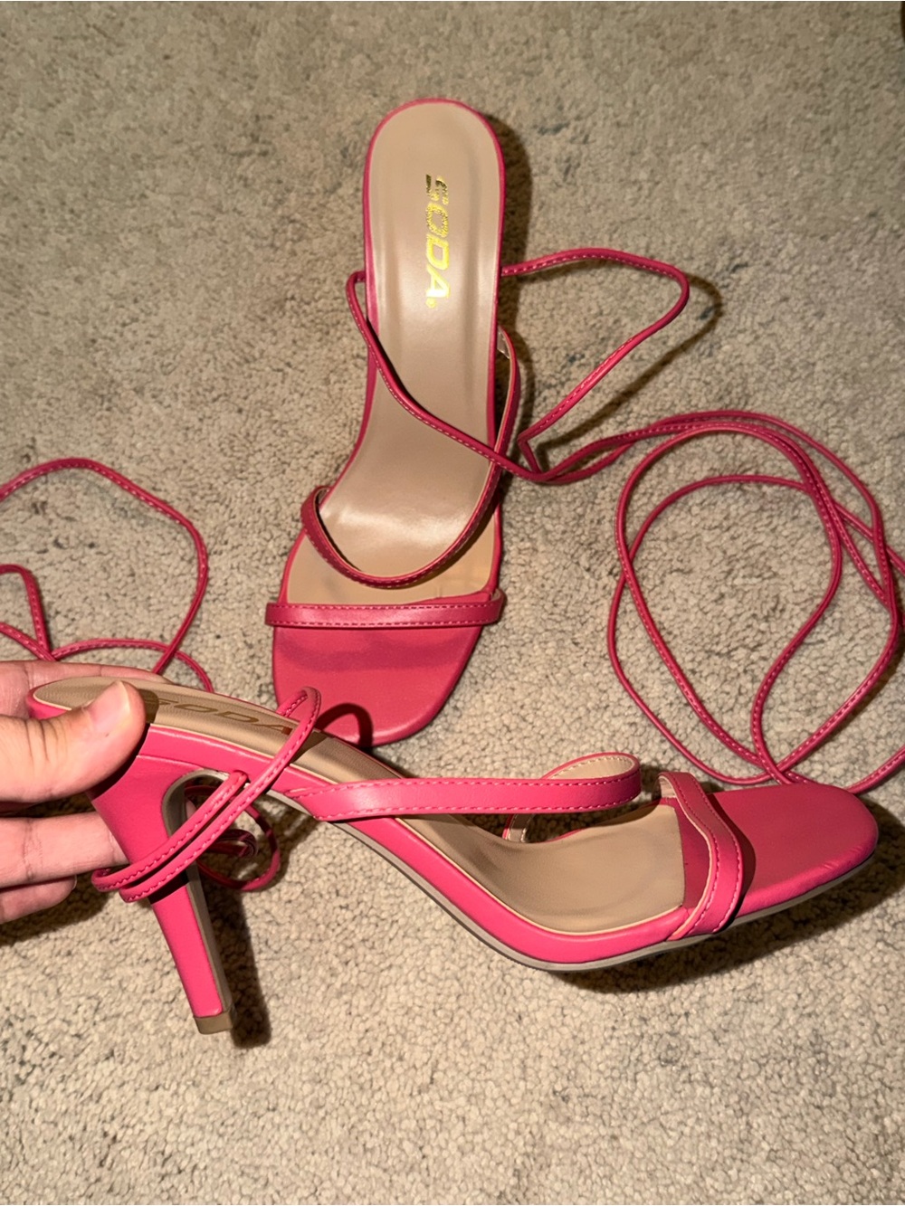Soda Hot Pink Lace-Up Stiletto Sandals